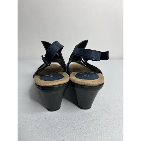 Easy Street Navy Blue Comfort Heeled Sandals Size 9M - Picture 5 of 10